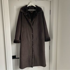 Vintage Faux Suede and Fur Olive Green Coat Jacket